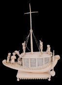 A late 19th century carved Indian ivory model of a dhow