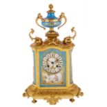 A French gilt bronze and porcelain mantle clock, late 19th century