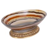 An Edwardian banded agate oval bowl, retailed by Callow of Mount Street