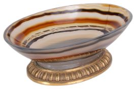 An Edwardian banded agate oval bowl, retailed by Callow of Mount Street