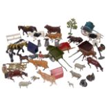 A collection of Britain's and John Hill & Co. lead farm animals and figures