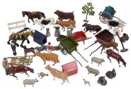 A collection of Britain's and John Hill & Co. lead farm animals and figures