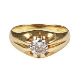 A large Victorian style 18ct gold mounted single stone diamond set ring