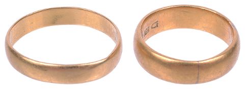 Two 22 carat gold wedding bands