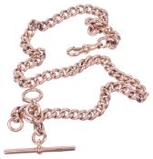 A heavy Victorian 9ct rose gold gentleman's watch Albert chain,