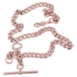 A heavy Victorian 9ct rose gold gentleman's watch Albert chain,