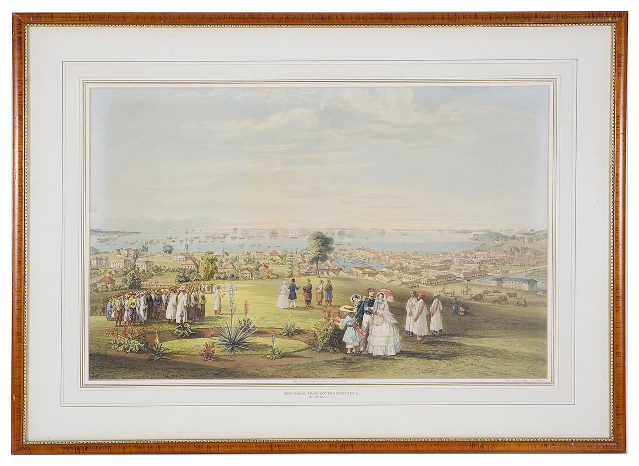 After John Turnbull Thompson, 'View of Singapore Town from Government Hill', 1846, lithograph printe