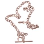 A Victorian 15ct rose gold open curb link watch Albert chain