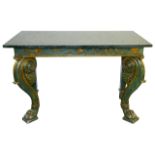 A variegated green marble top console table, 19th century and later