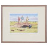 Four Bob Farndon golfing and cricket limited edition coloured prints, 20th century