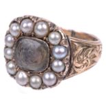 A Georgian pearl set memorial ring, dated 1816