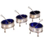 A set of four George III silver salts, hallmarked London 1783