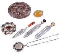 A small collection of silver jewellery together with three silver bookmarks