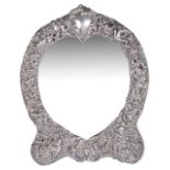 A Victorian heart shaped silver easel mirror, hallmarked London 1900
