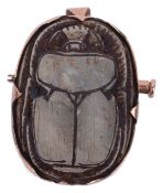 An unusual large scarab pendant brooch