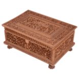 A 19th century Anglo-Indian carved sandalwood casket