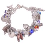 A silver charm bracelet,