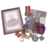 A collection of WWI campaign medals for PTE G Hedgecock, Sussex Regi 4846