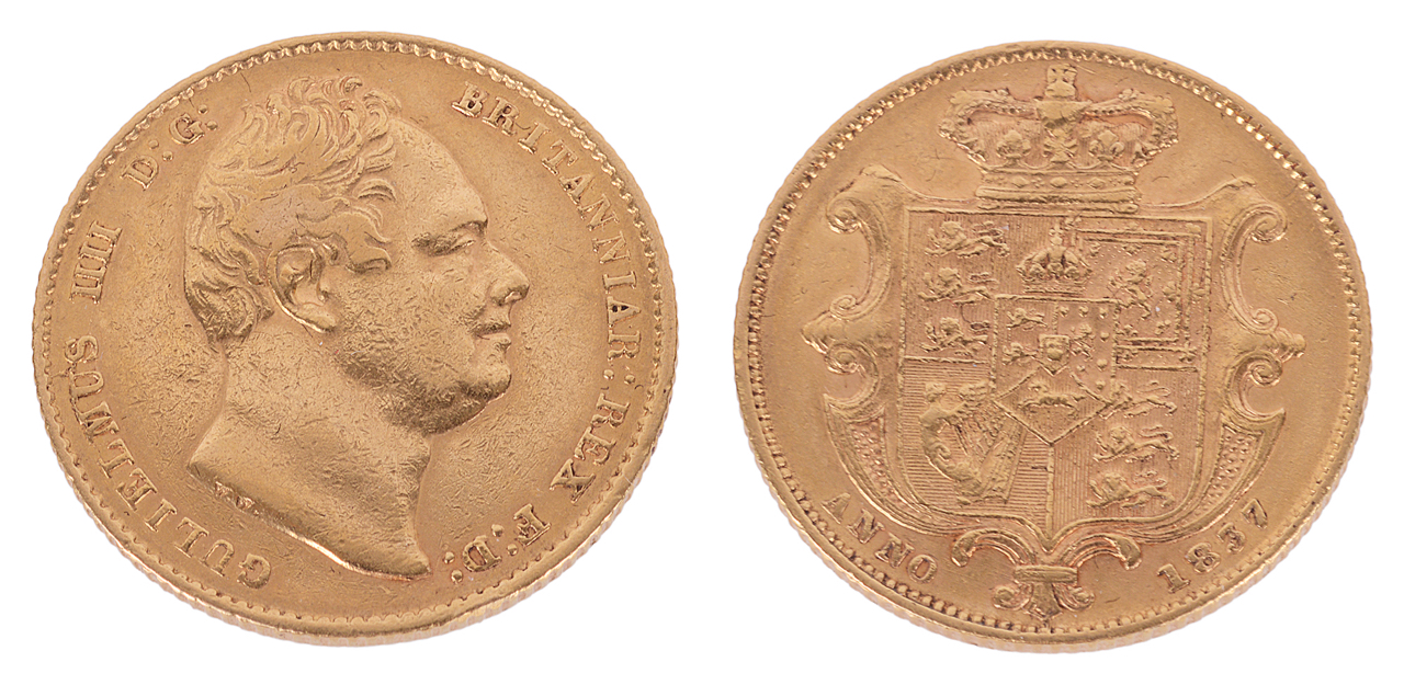 An 1837 William III sovereign coin
