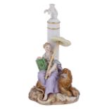 A Meissen lady seated on a lion, late 19th century