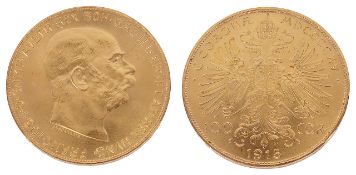 A 1915 Austrian restrike 100 Corona gold coin