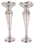 A George V pair of bud vases, hallmarked Birmingham 1913