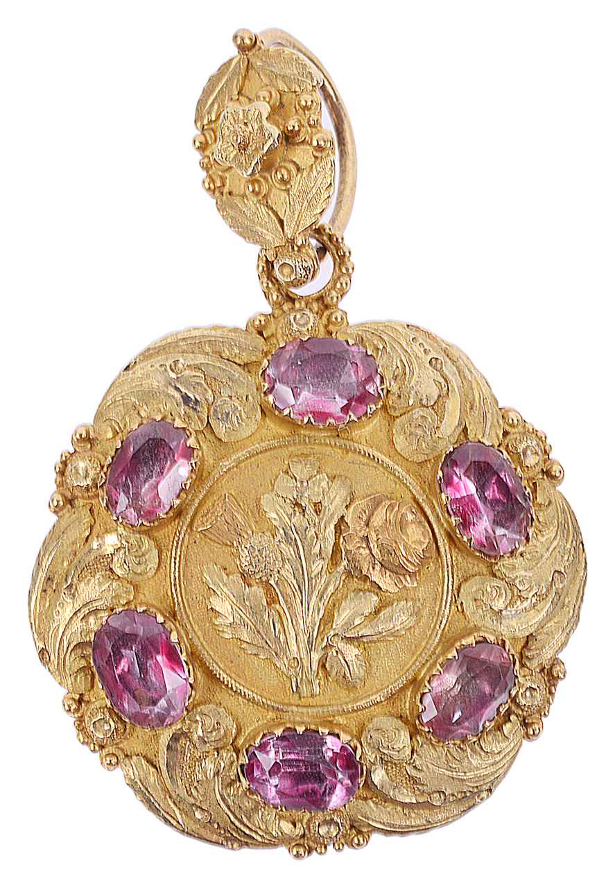 A delicate and attractive early 19th century pink topaz pendant brooch,