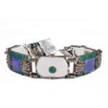 An impressive Art Deco Theodor Fahrner silver panel bracelet,