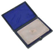 A cased Victorian silver card case, hallmarked Birmingham 1873