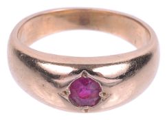A single stone Victorian style ruby set ring