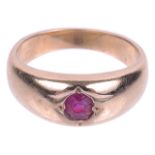 A single stone Victorian style ruby set ring