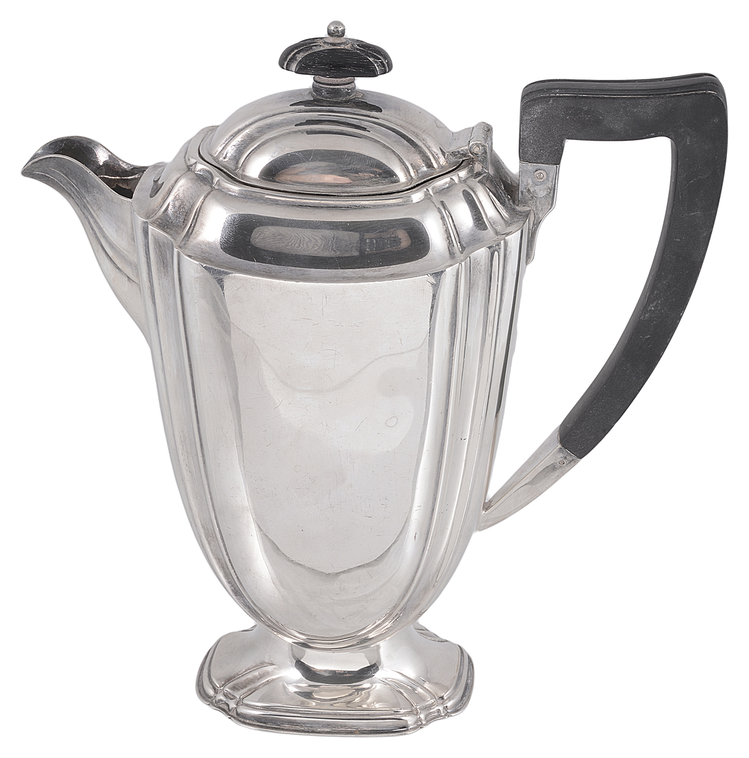 An Art Deco silver hot water jug, hallmarked Sheffield 1940