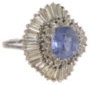 An impressive Continental sapphire and diamond fancy ring