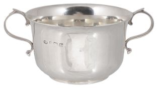 A George VI silver twin handled christening bowl, hallmarked Birmingham 1939