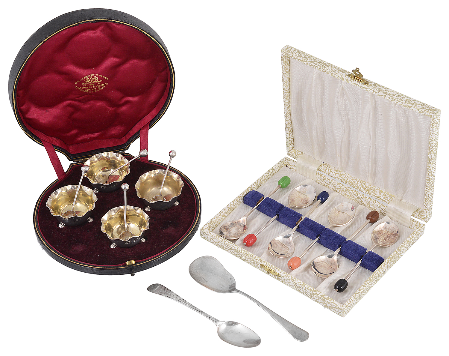 A cased suite of four Victorian silver salts, hallmarked 1900