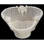 A Belleek trefoil woven basket