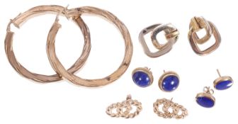 Five pairs of various earrings