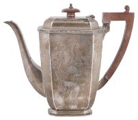 A Contemporary silver teapot, hallmarked Sheffield 1951