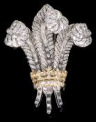 A diamond Prince of Wales Feathers brooch after the original which was gifted to Wallis Simpson by E