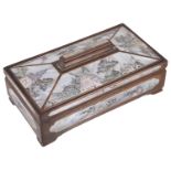 A Chinese 20th century mother-of-pearl and wooden box and cover