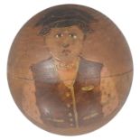 A hand decorated Russian (?) wooden ball, mid 20th century