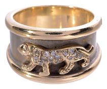 An 18K gold diamond set Cartier Panthere style ring