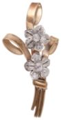 A Continental diamond set floral spray brooch, circa 1940