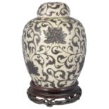 A late 19th century Chinese crackle ware ginger jar