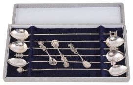 A cased set of six Sterling silver cocktail spoons, hallmarked Sterling