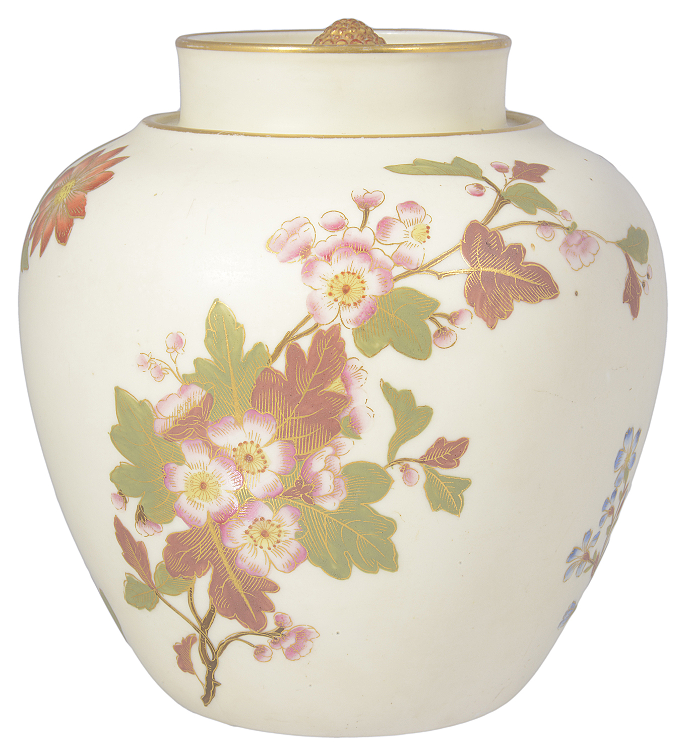 A Royal Worcester porcelain baluster urn with cover, circa 1889 - Image 2 of 5