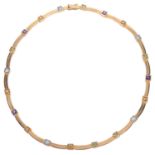 An attractive Continental multi gem set 18ct gold choker necklace