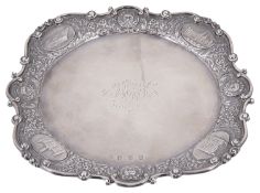 An Edwardian Scottish silver waiter, hallmarked Glasgow 1901