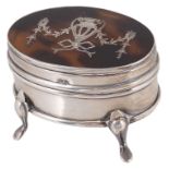 An Edwardian silver and tortoiseshell trinket box, hallmarked Birmingham 1908