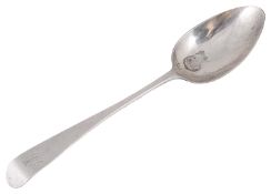 A George III silver old English pattern serving spoon, hallmarked Exeter 1797 by Joseph Hicks